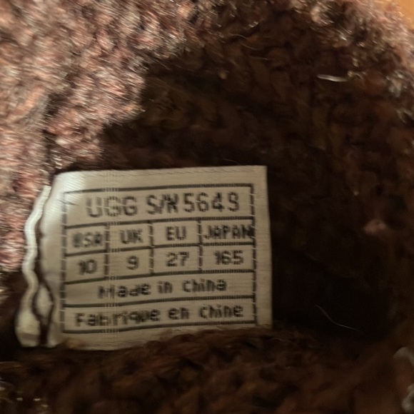 Ugg Toodler Classic Cardy Boot Brown w/ chunky sweater knit convertible shaft - Picture 3 of 6